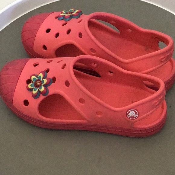 - Crocs Pink Bump It Sandals Slip On Sling Back Clog Jr. Size 2 - Picture 8 of 13